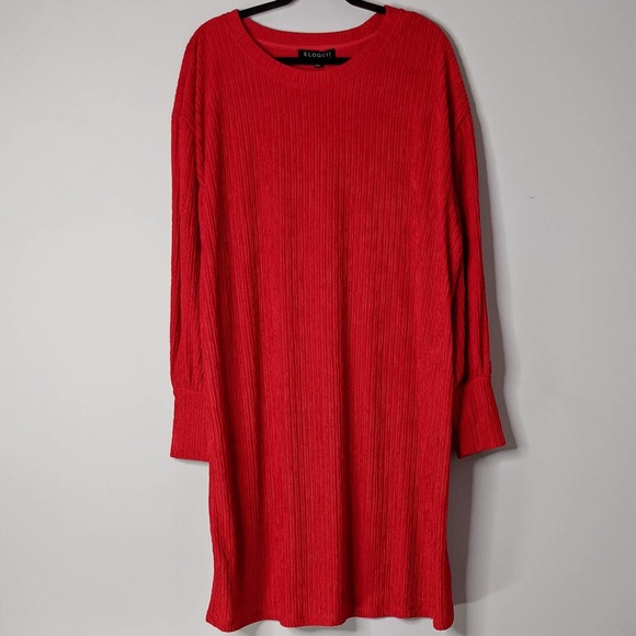 ELOQUII • Red Ribbed Drop Shoulder Easy Dress 1X - Picture 1 of 10